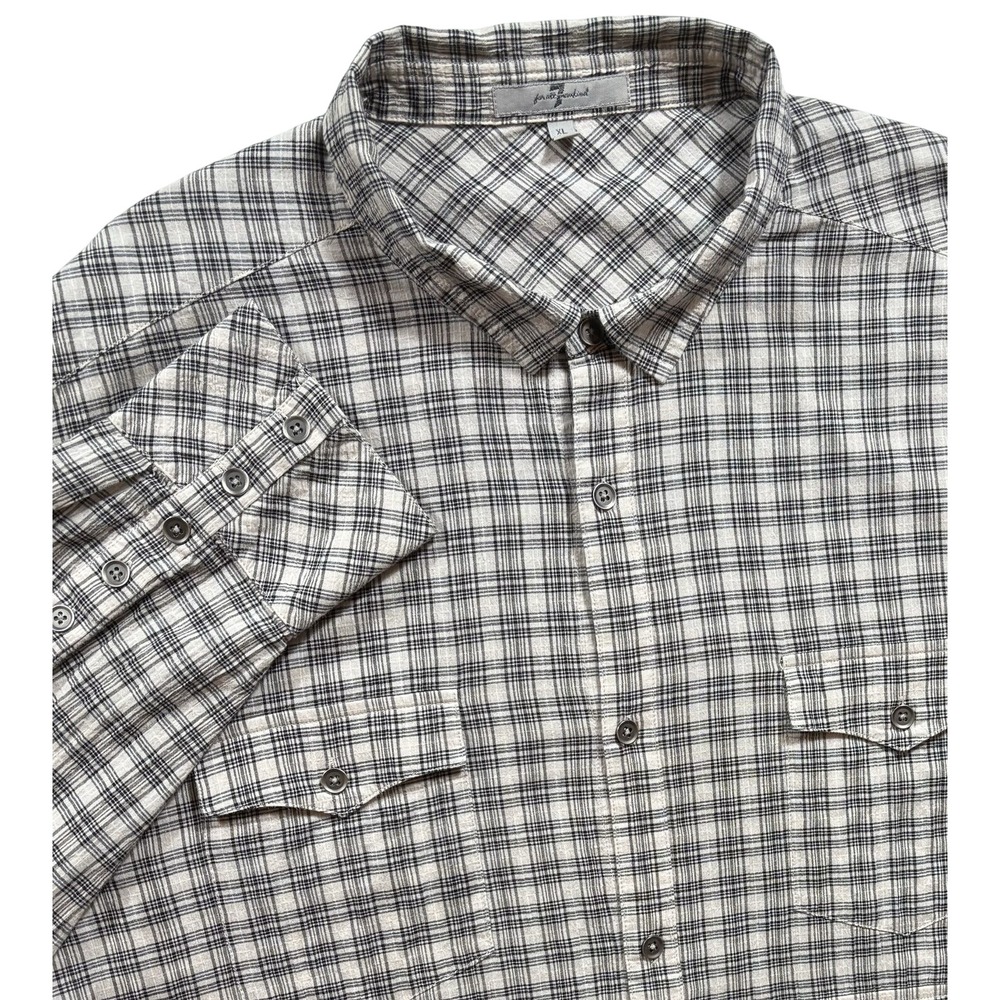 7 For All Mankind Mens Plaid Shirt XL Long Sleeve Beige - 654